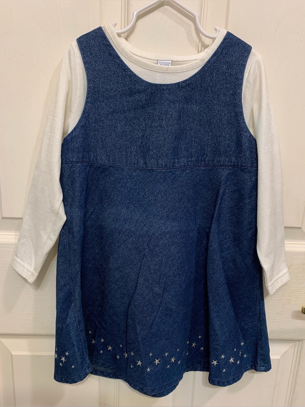 Just Friends Girls 4T 2 Piece Glitter Shimmer Silver Stars Dress. 3819G